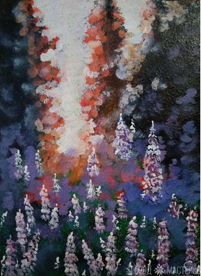 Картина акрилом Лесные люпины - 2