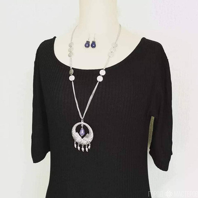 Аметист серьги и колье цепочка - 2