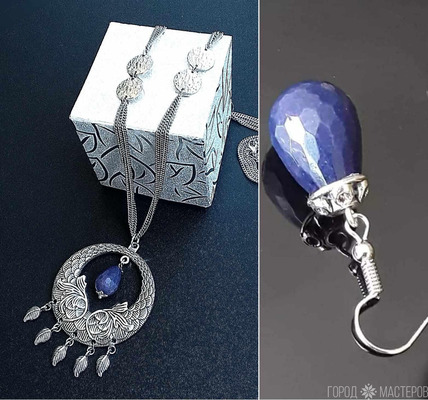 Аметист серьги и колье цепочка - 5