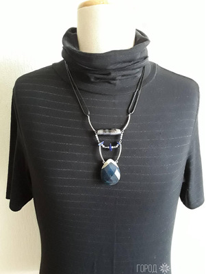 Лазурит, аметист колье и серьги - 3