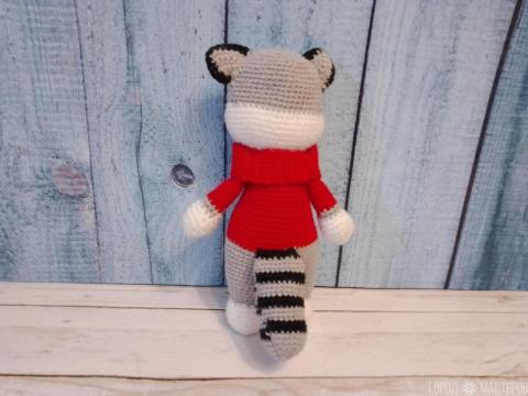 Вязаный енот.Ручная работа.21 см. - 4