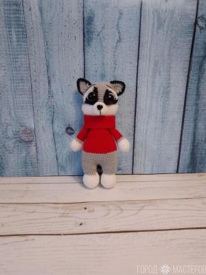 Вязаный енот.Ручная работа.21 см. - 5