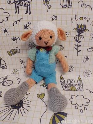 Вязаный барашек крючком 38 см. Ручная работа - 2