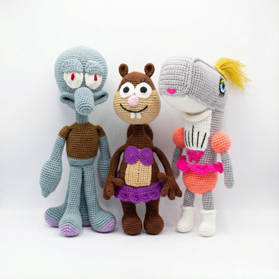 Вязаные игрушки Губка Боб,Мистер Краб,Перл,Сенди,планктон - 2