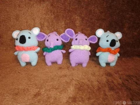 Вязаные брелочки слоники,панда 10-12 см. Ручная работа - 3