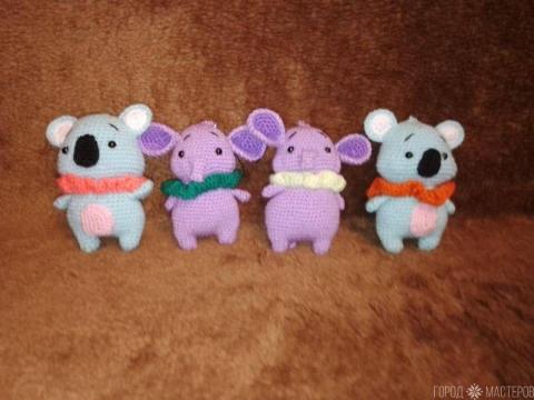 Вязаные брелочки слоники,панда 10-12 см. Ручная работа - 5