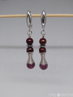Серьги "Рубиновый блеск" с гранатом - 4