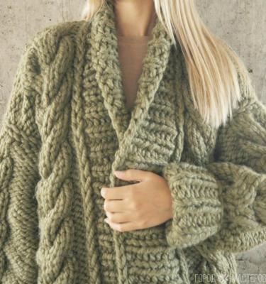 Вязаный кардиган крупной вязки - 3