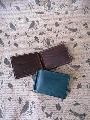 Зажим для денег, натуральная кожа, ручная работа - 3