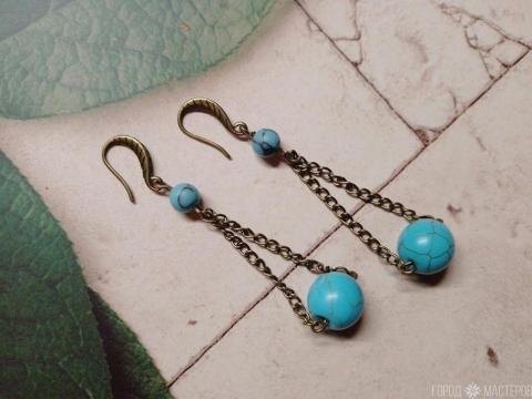 Серьги с натуральной бирюзой - 4