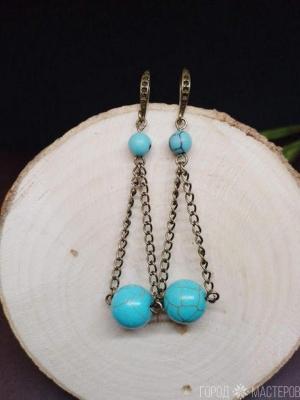 Серьги с натуральной бирюзой - 5