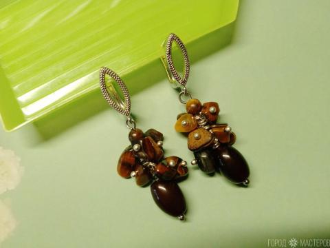 Серьги "ТИГРОВЫЙ ОБЕРЕГ" с натуральным тигровым глазом - 3