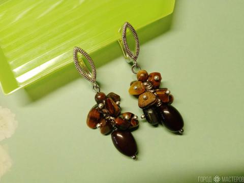 Серьги "ТИГРОВЫЙ ОБЕРЕГ" с натуральным тигровым глазом - 4