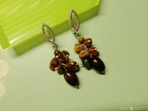 Серьги "ТИГРОВЫЙ ОБЕРЕГ" с натуральным тигровым глазом - 5