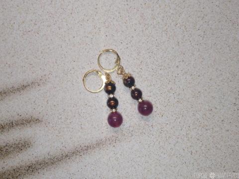 Серьги "рубиновая ночь" с натуральным гранатом - 2