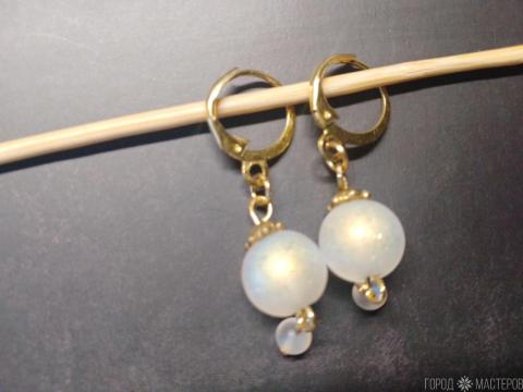 Серьги "Перламутровый блеск" с австрийским хрусталём - 4