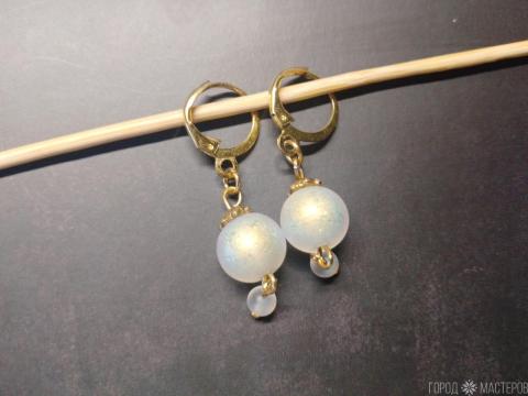 Серьги "Перламутровый блеск" с австрийским хрусталём - 5