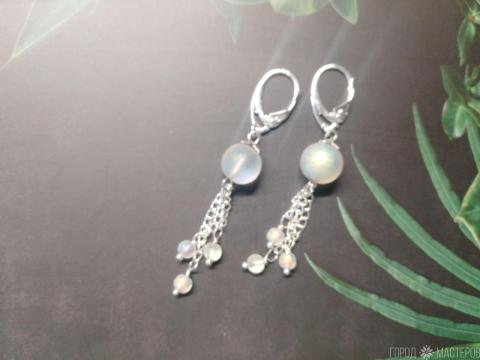 Серьги "перламутровое сияние" с австрийским хрусталём - 2