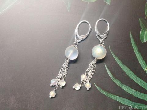 Серьги "перламутровое сияние" с австрийским хрусталём - 3