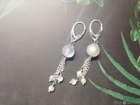 Серьги "перламутровое сияние" с австрийским хрусталём - 5