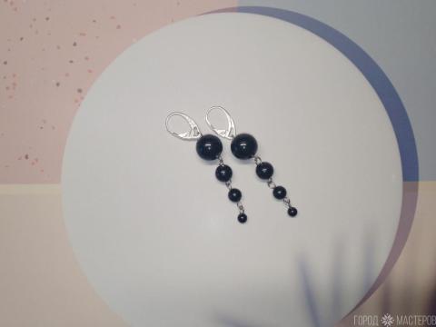 Серьги "Магия ночи" с черным агатом - 2