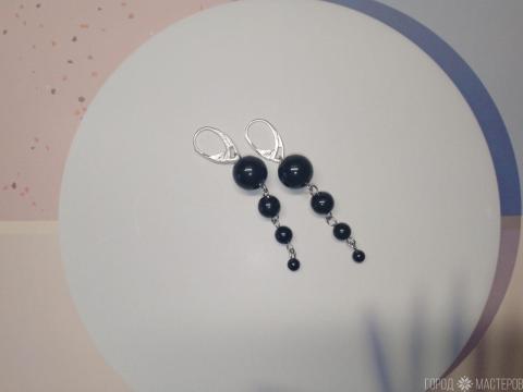 Серьги "Магия ночи" с черным агатом - 3