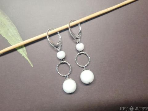 Серьги "Лунный поцелуй" с белым агатом - 2