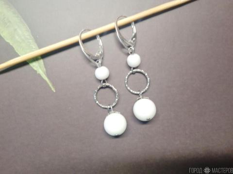 Серьги "Лунный поцелуй" с белым агатом - 3