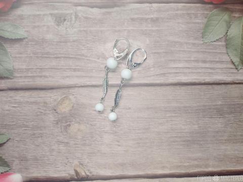 Серьги "Лунная мелодия" с белым агатом - 2