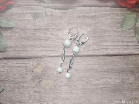 Серьги "Лунная мелодия" с белым агатом - 3