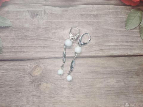 Серьги "Лунная мелодия" с белым агатом - 4