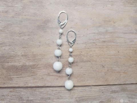 Серьги "зимняя сказка" с белым агатом - 2