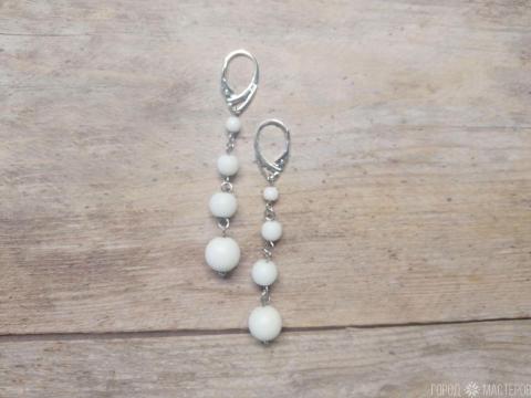 Серьги "зимняя сказка" с белым агатом - 3