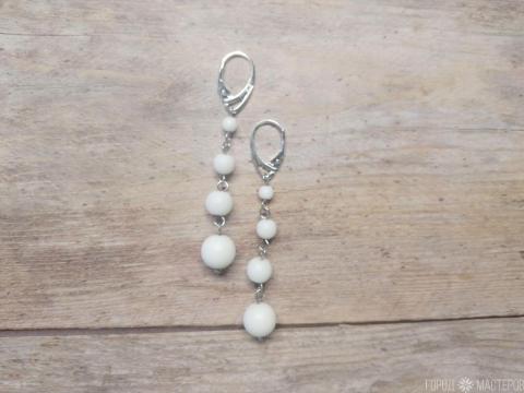 Серьги "зимняя сказка" с белым агатом - 4