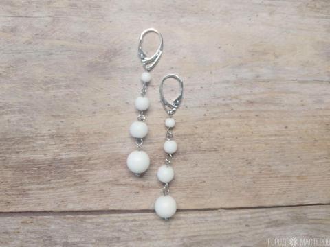 Серьги "зимняя сказка" с белым агатом - 5