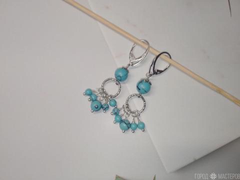Серьги "Загадка востока" с натуральной бирюзой - 2