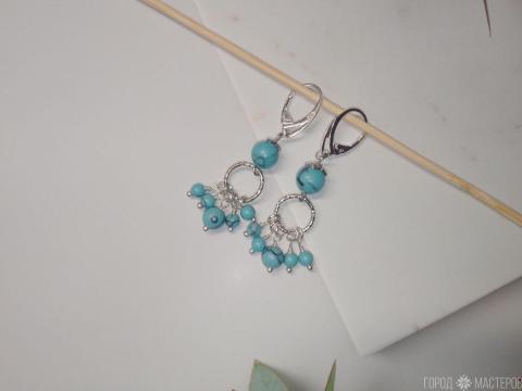 Серьги "Загадка востока" с натуральной бирюзой - 3
