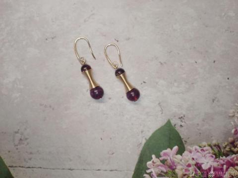 Серьги "гранатовый блеск" с натуральным гранатом - 2