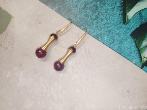 Серьги "гранатовый блеск" с натуральным гранатом - 3