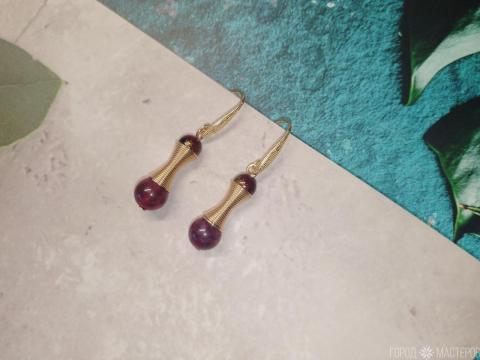 Серьги "гранатовый блеск" с натуральным гранатом - 5