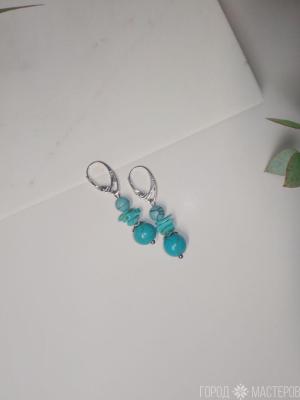 Серьги "Бирюзовая мечта" с натуральной бирюзой - 2