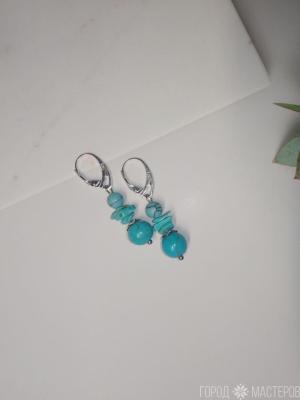 Серьги "Бирюзовая мечта" с натуральной бирюзой - 3