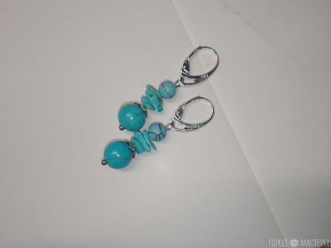 Серьги "Бирюзовая мечта" с натуральной бирюзой - 4