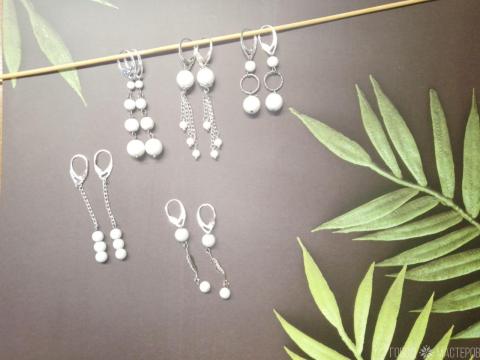 Серьги с натуральным белым агатом - 2