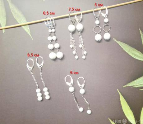 Серьги с натуральным белым агатом - 3