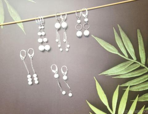 Серьги с натуральным белым агатом - 4