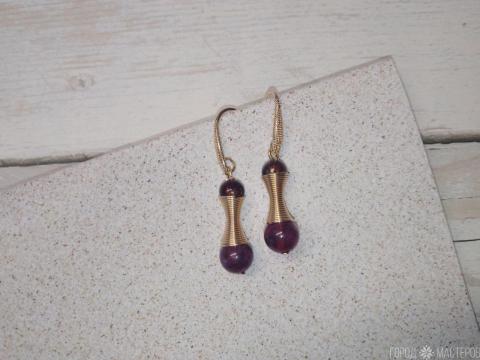 Серьги с натуральным гранатом - 3