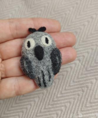 Брошь из войлока "Сова". - 3
