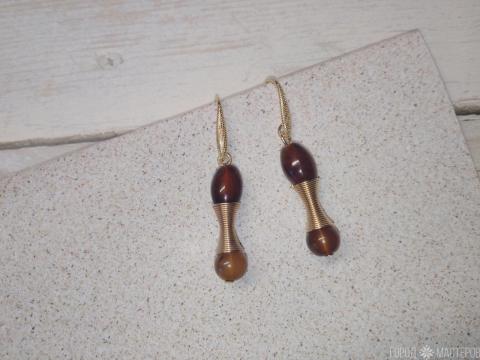 Серьги с натуральным тигровым глазом - 3