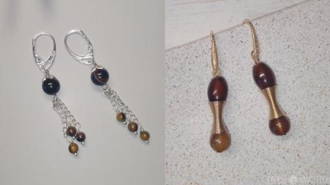 Серьги с натуральным тигровым глазом - 4